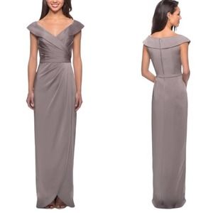 Brand New La Femme Off Shoulder Column Dress 25206 sz 10